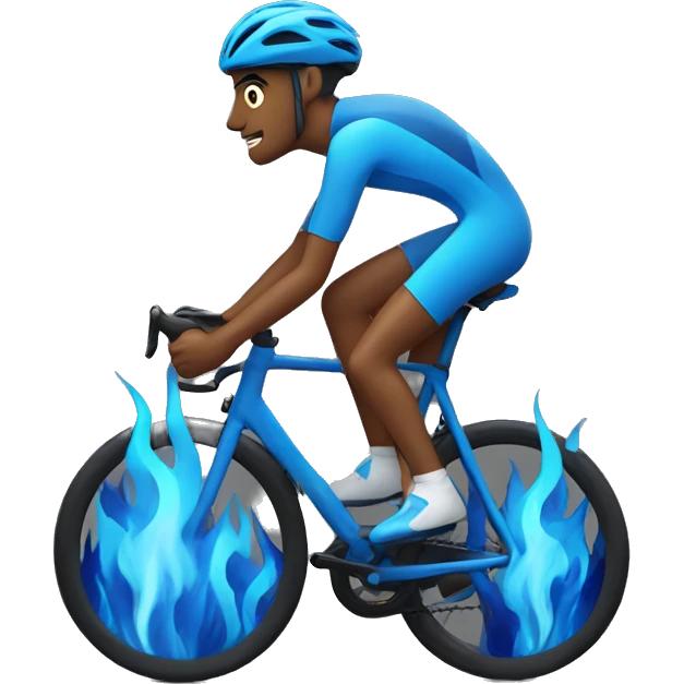 cyclist with blue flames emoji