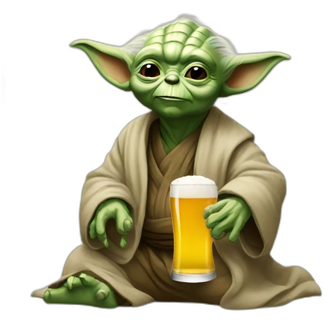 Yoda drinking a beer emoji