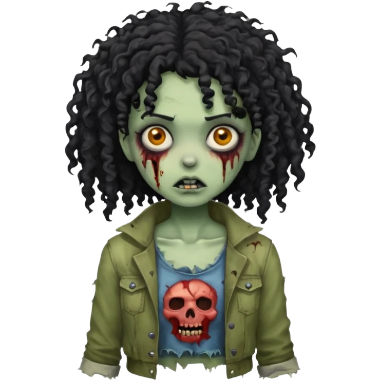 Black curly head girl zombie emoji