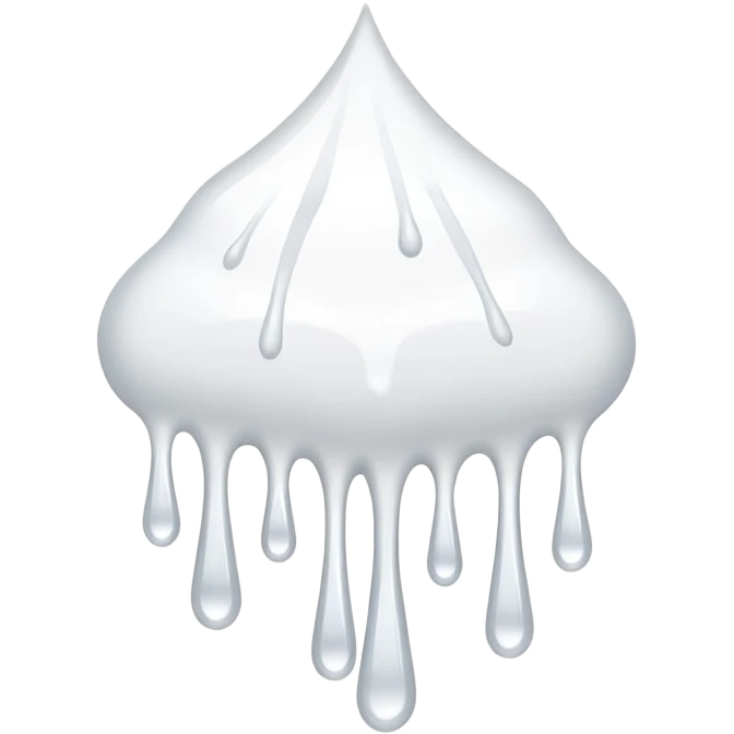 individual white glue white drops falling and dripping down out of a tube, falling in drops and strands, all white emoji