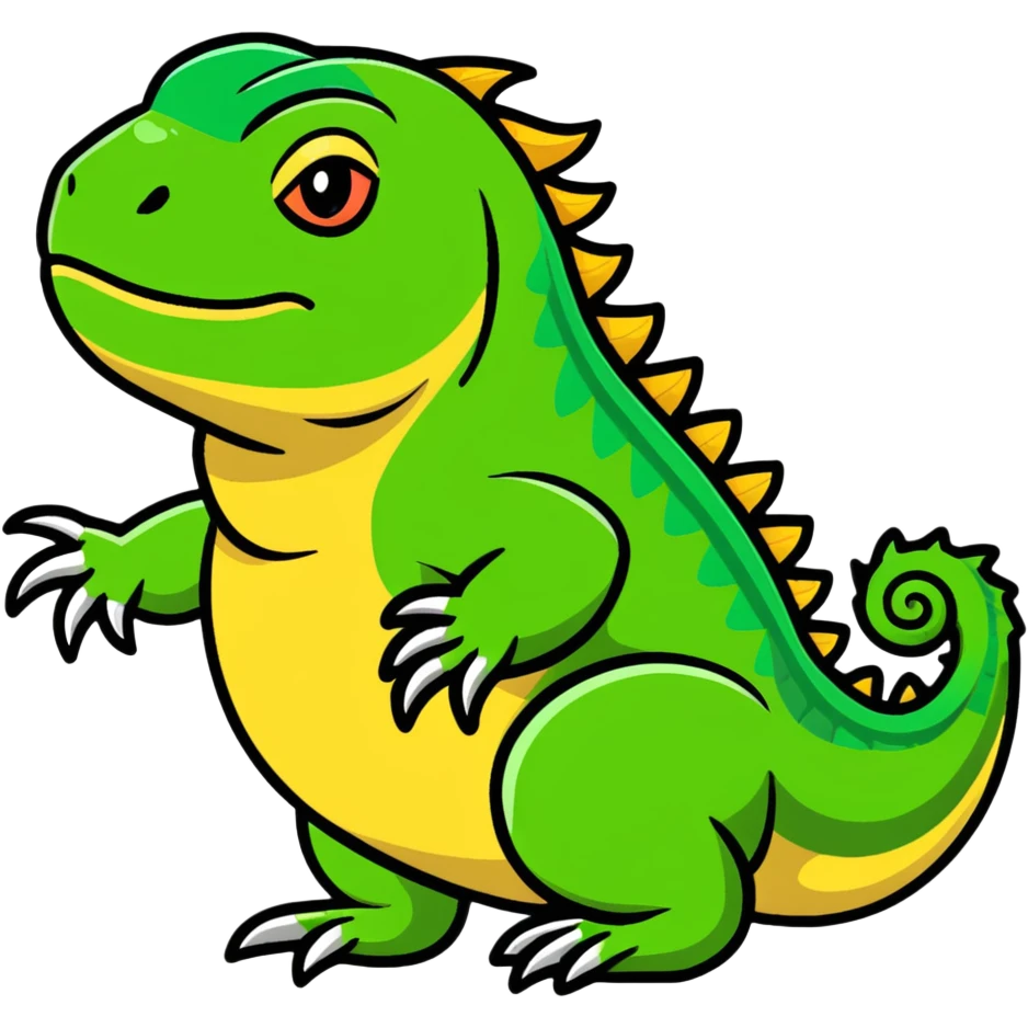 Friendly iguana reptile with detailed scales and spiny crest emoji
