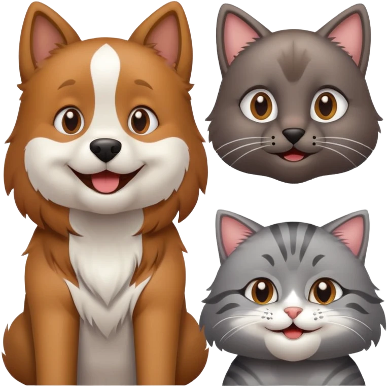 Dog smile and cat nervous emoji