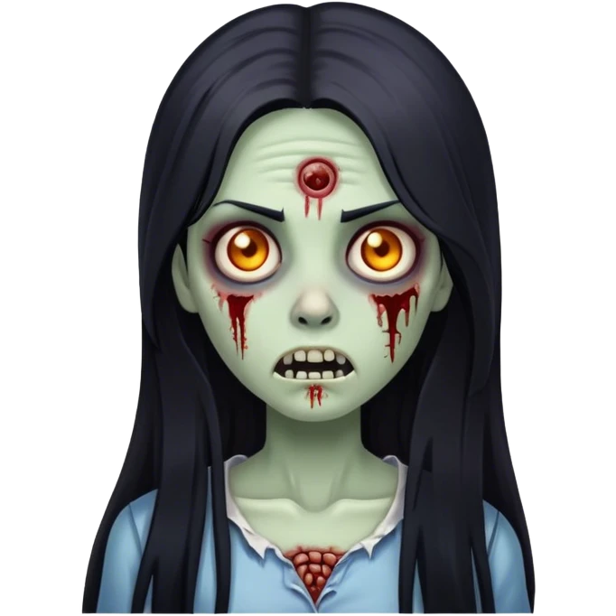 Menina zumbi com o cabelo preto longo emoji