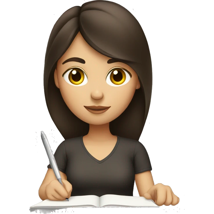 brunette girl writing emoji