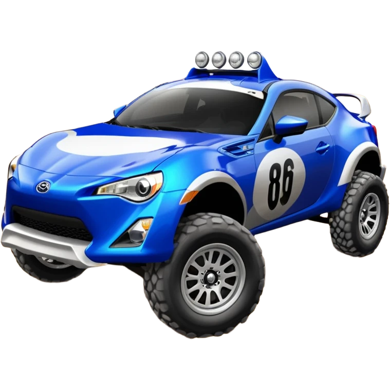 2013 scion fr-s ultramarine off road 4wd monster Baja dessert racer number 86 with large silver wheels  emoji