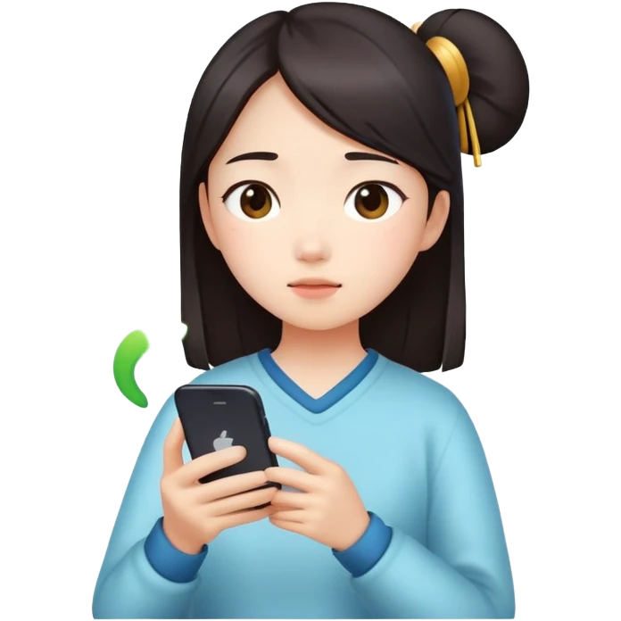  A chinese girl watching video on her phone while charging emoji
