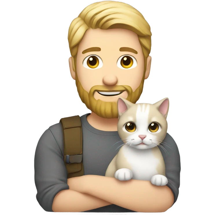 blonde bearded guy holding a gray/white cat emoji