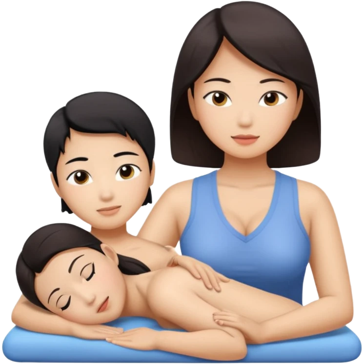 Large breasted sexy asian woman gives a massage to a boy emoji