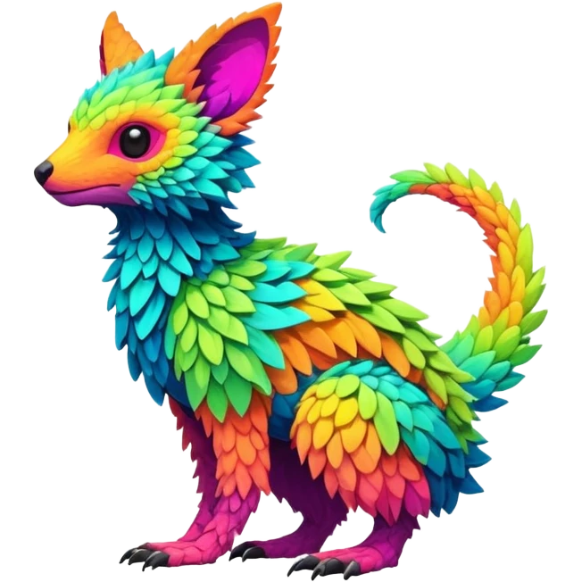 lush warm-colored colorful neon-colored Fakémon-Trico-creature (full body) emoji