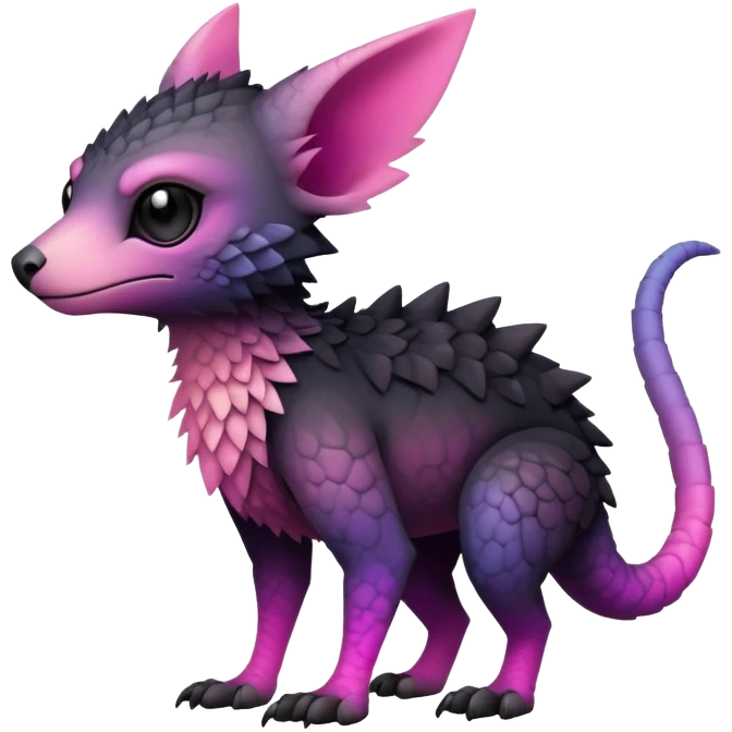 Cool Edgy Black-pink-purple-gradient badass Trico-animal-creature full body emoji