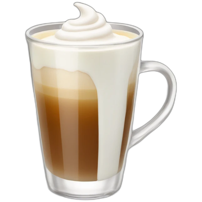 A cristal clear cup of speciality coffee with milk emoji