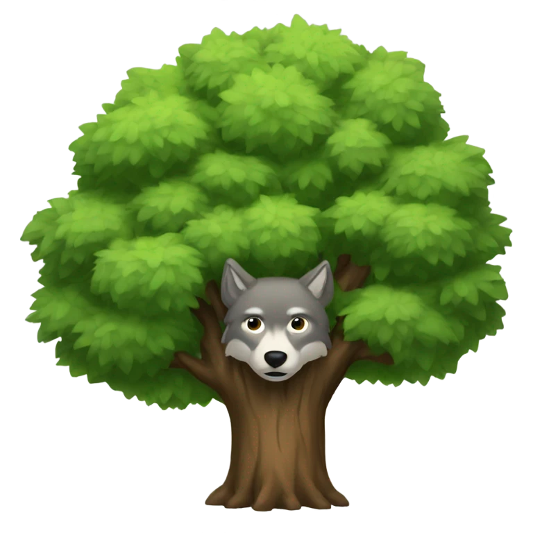 Tree with a wolf emoji