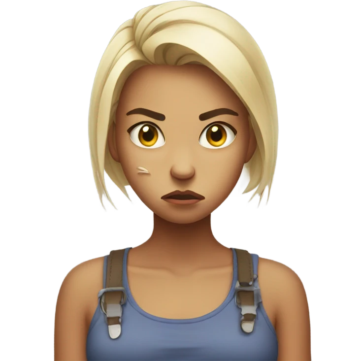 Angry girl with cat emoji