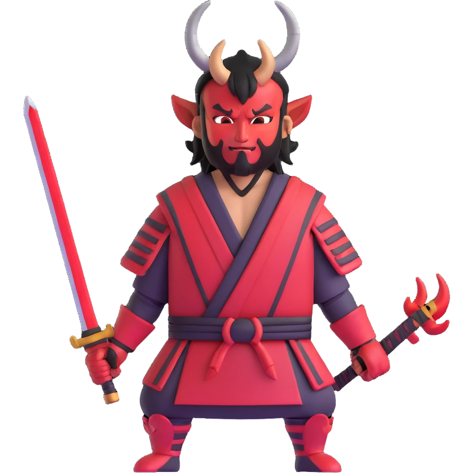 Devil samurai warrior with horns emoji
