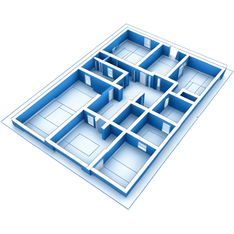 blue blueprint plan with crisp white architectural lines emoji