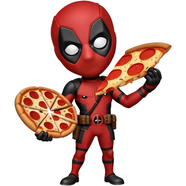 Mini Deadpool eating pizza emoji
