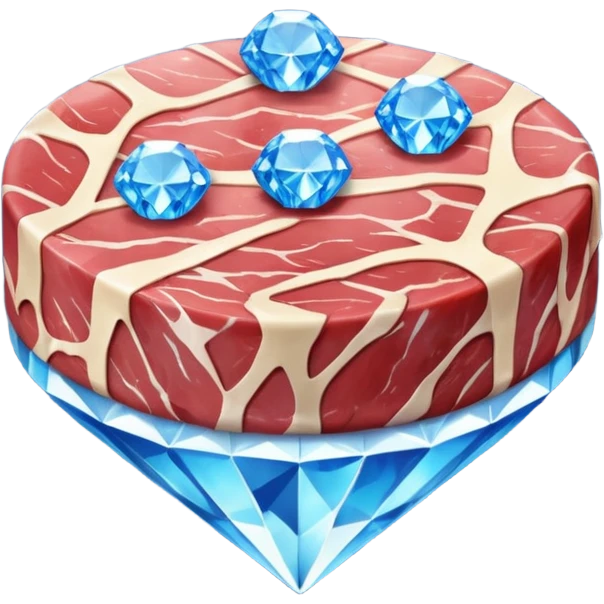 Meat with diamond textur and blue color emoji