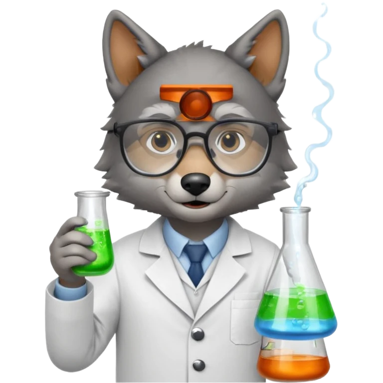 A wolf dressed as a scientist emoji