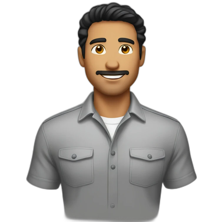 man emoji, tanned, stubble, black hair emoji