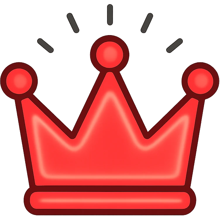 glowing red crown, modern icon, neon effect emoji