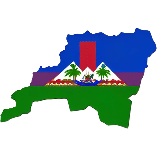 outline of the island of haiti with the flag filling in the outline emoji