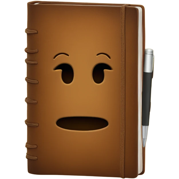 a brown leather journal notebook, with no face on it emoji