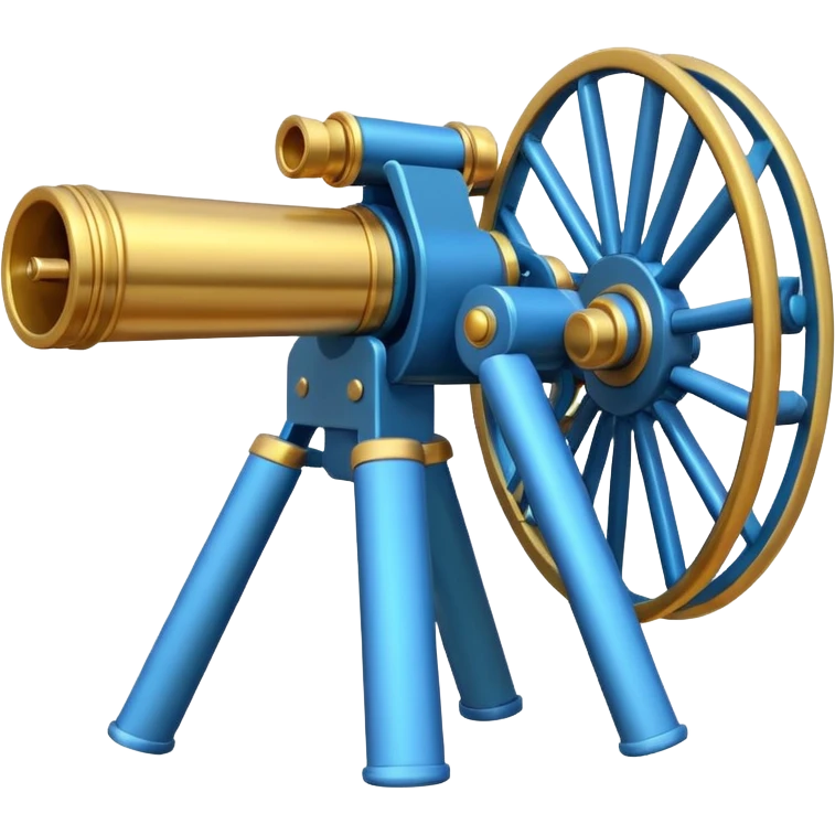 gatling gun facing forward, simple and bold, minimal details, bright colors emoji