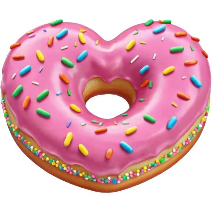 Realistic isolated heart shaped donut with pale pink frosting. emoji