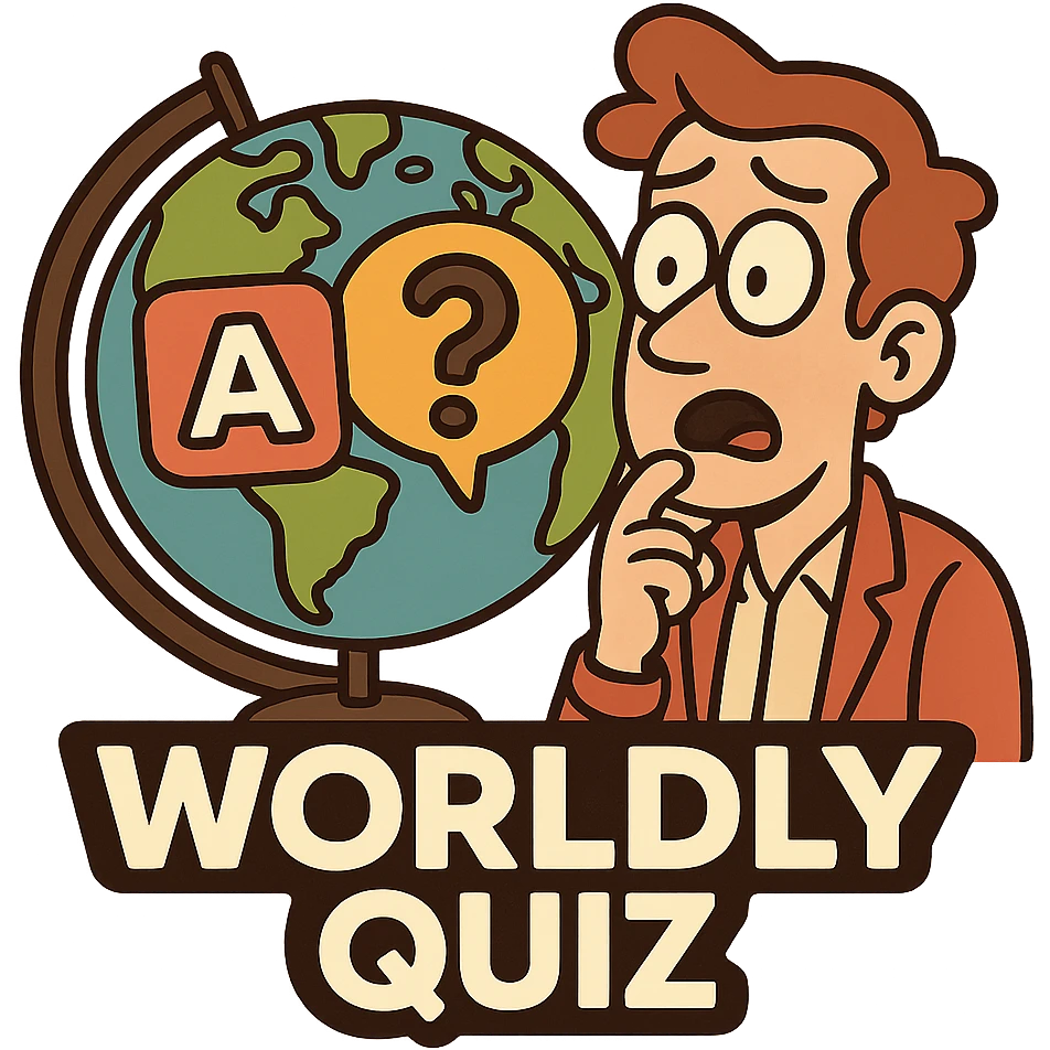 logo for 'WORLDLY QUIZ' featuring a globe and quiz elements, modern, bold, suitable for an app icon, minimal color palette emoji