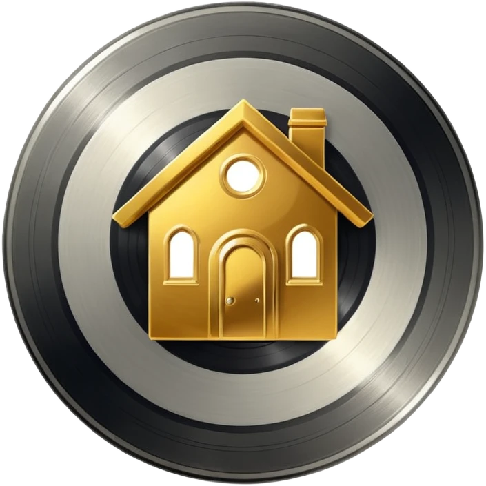 platinum vinyl with a golden house logo in the middle emoji