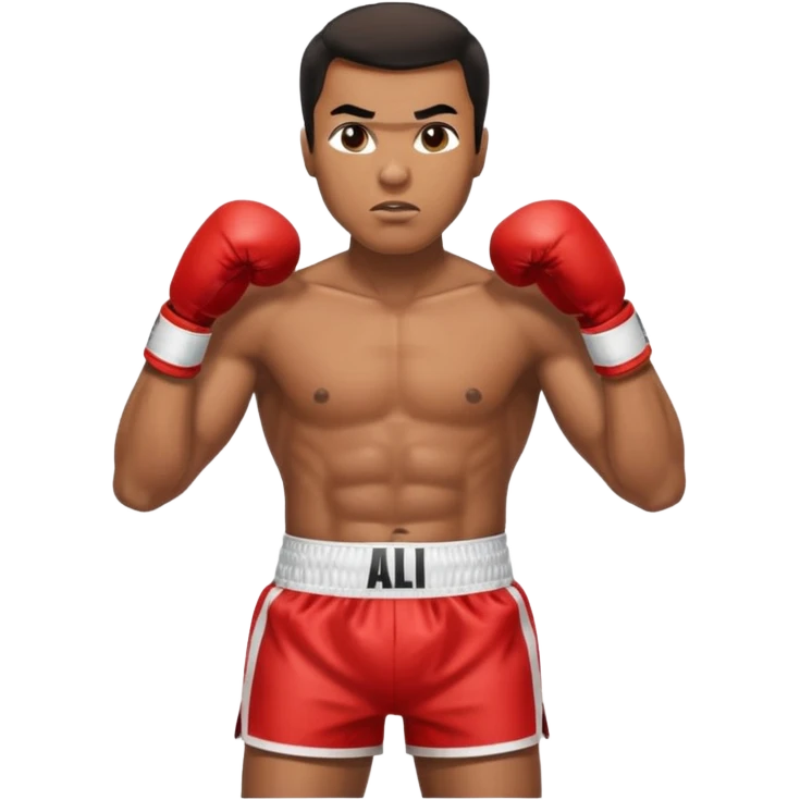Mohammed Ali boxer , with the trunks shaeem on it emoji