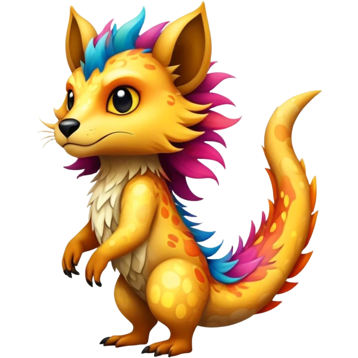a colorful edgy vernid-fionbri-creature with splash patterns full body emoji