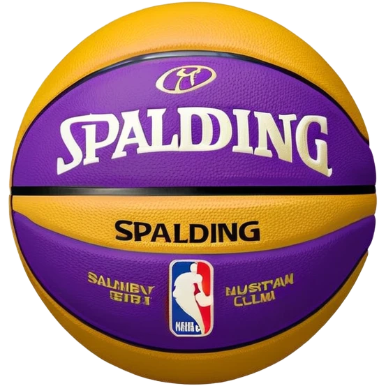 minimalist purple and gold Spalding basketball with simple NBA logo, clean design emoji