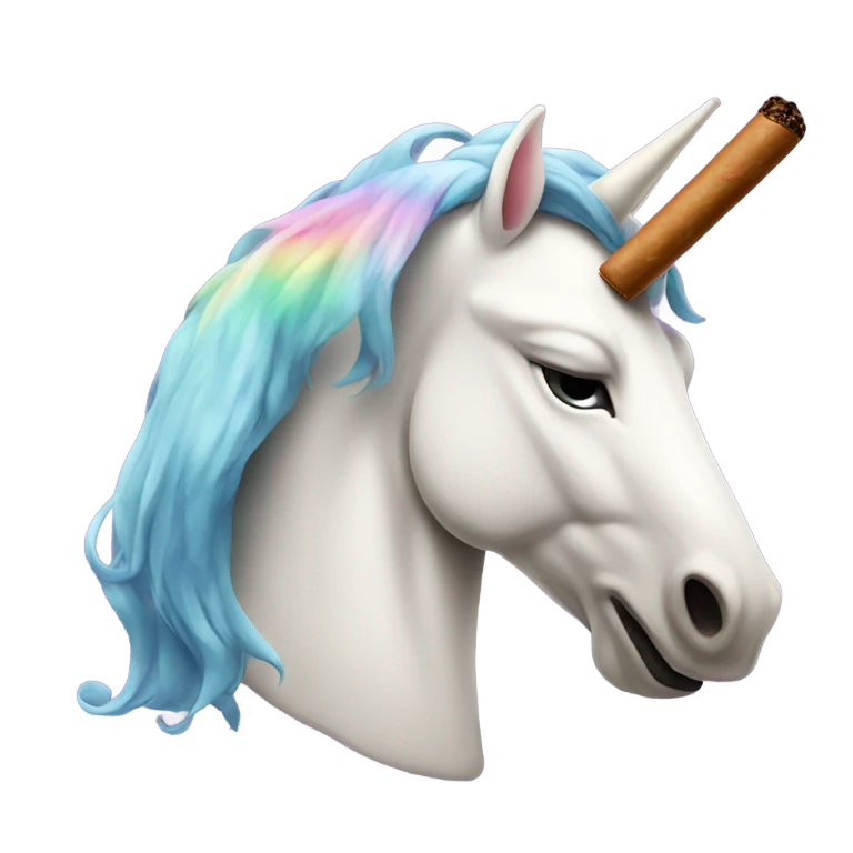 Unicorn smoking cigar emoji