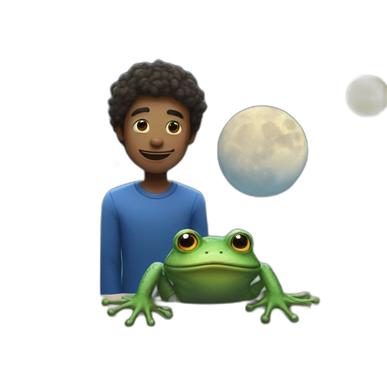 Man in the moon and his friend frog emoji