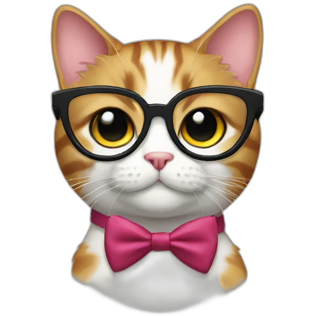 Cat with glasses and bowtie emoji
