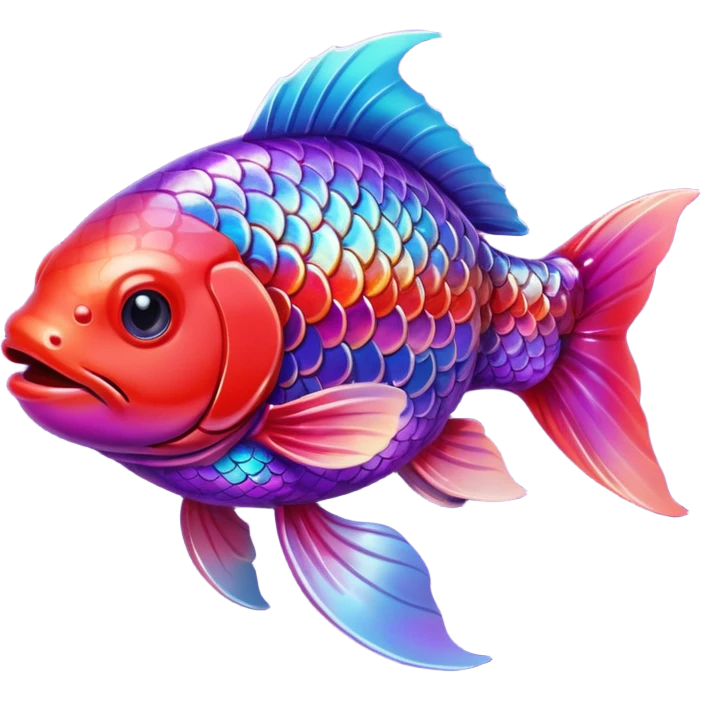 color gradient between red and purple glitter cute happy carp emoji
