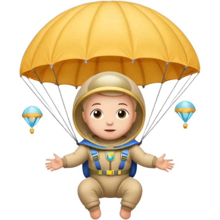 Skydiving baby with parachute and UFO emoji