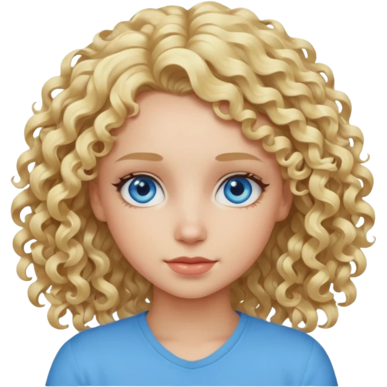 Cool blond curly girl blue eyes. Cooler color blond hair emoji