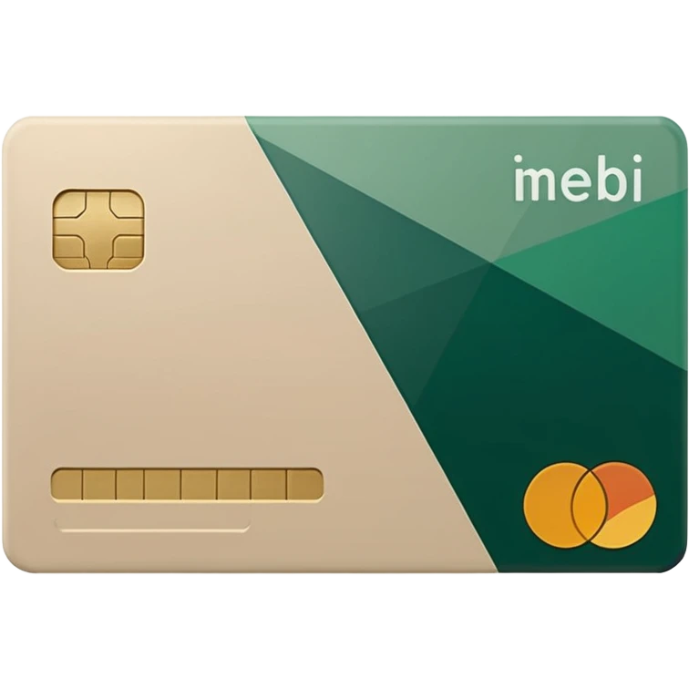 light beige debit card with dark green geometric inserts emoji