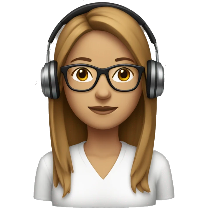 woman with straight light brown hair and glasses add headphones emoji