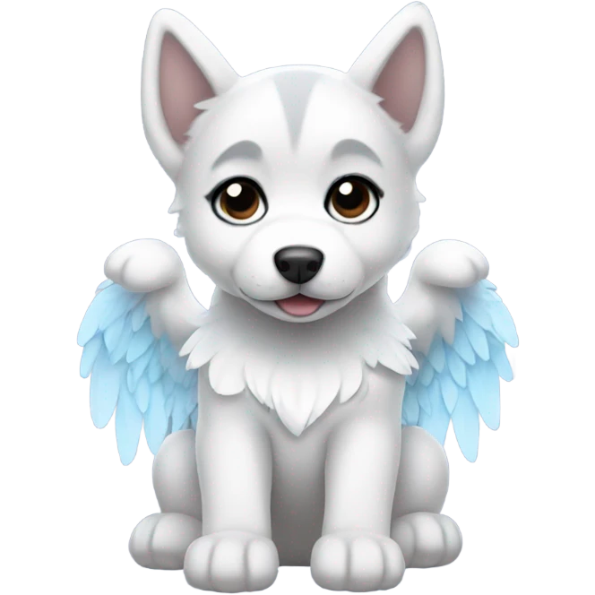 A husky puppy with angel wings emoji
