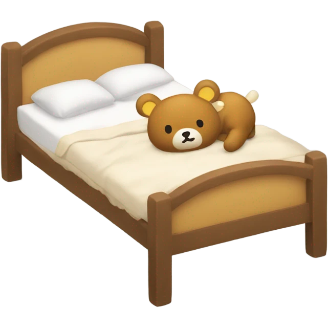 A bed with Rilakkuma sleeping in emoji