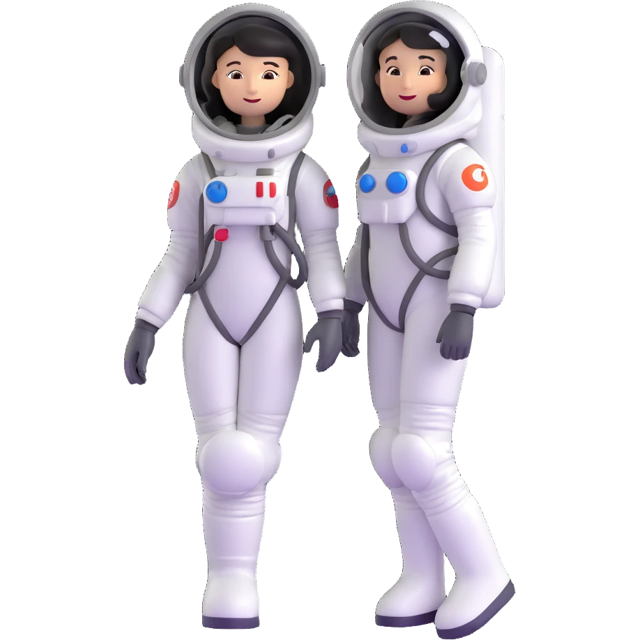 female cosmonaut in full length, standing, space suit, woman astronaut emoji