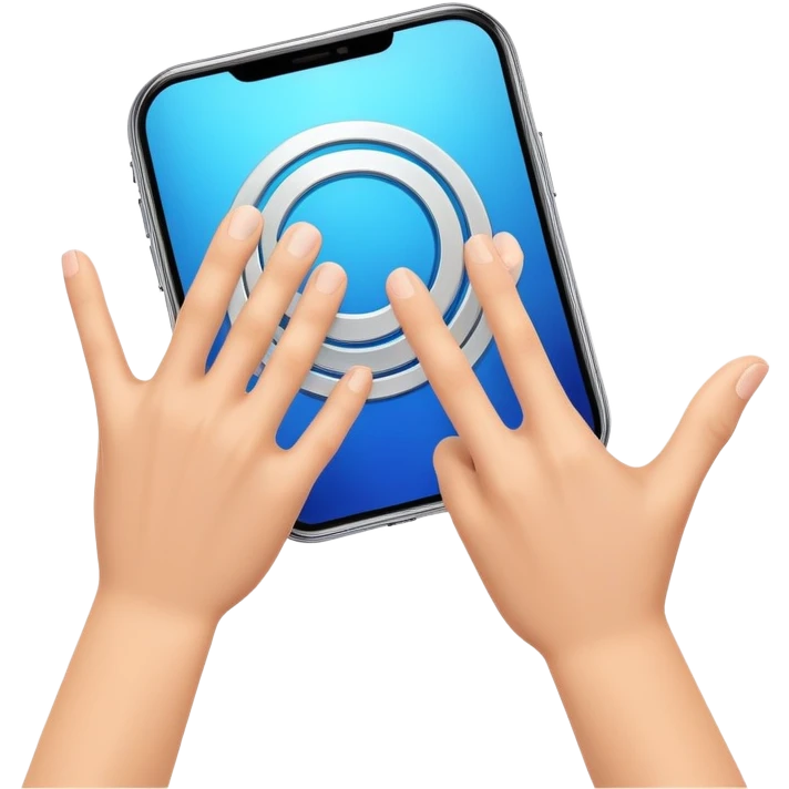A dynamic logo with two abstract hands in a first-person perspective, as if holding a product, designed with a minimal and tech-inspired aesthetic. emoji