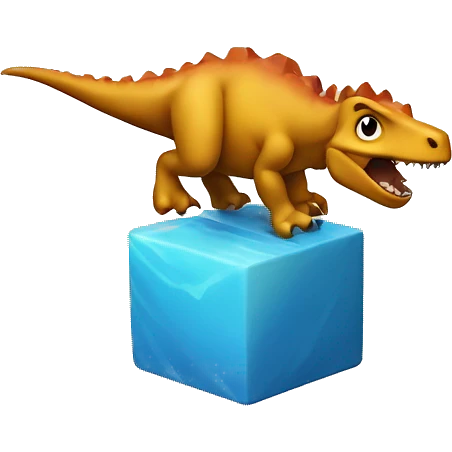 A cube dinosaur surfing emoji