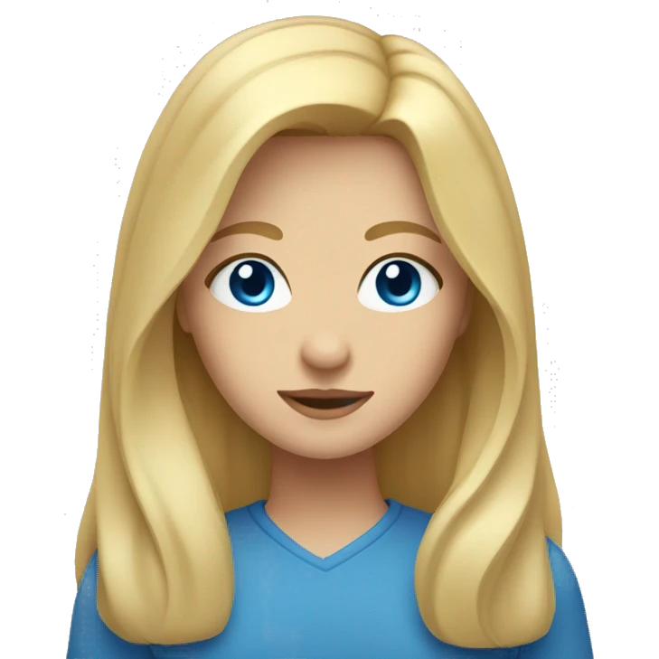 blonde girl with long hair middle round face and blue eyes  emoji