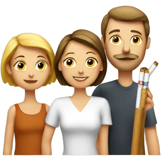 cigarette with a loving wife and kids emoji