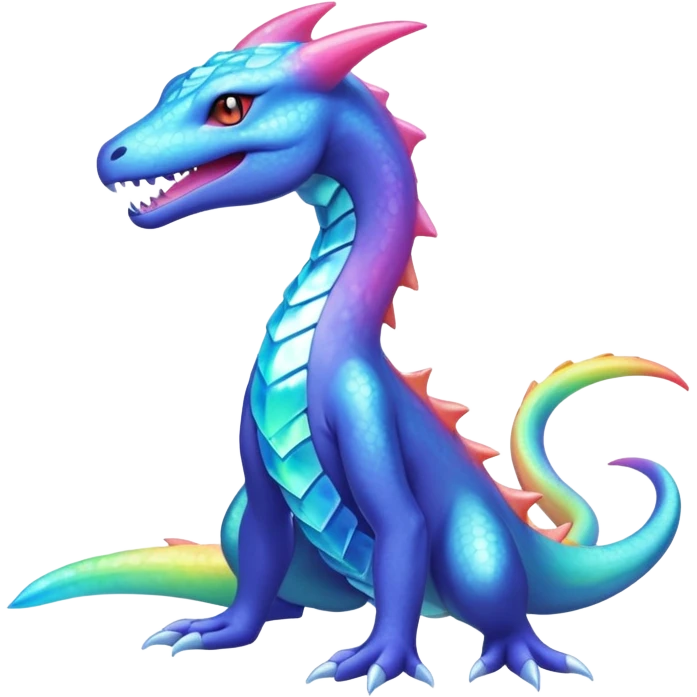 Rainbow crystalic Shiny pastel Salandit-Aurorus-Salazzle-Dragonair-Fakémon-hybrid-creature (full body)  emoji