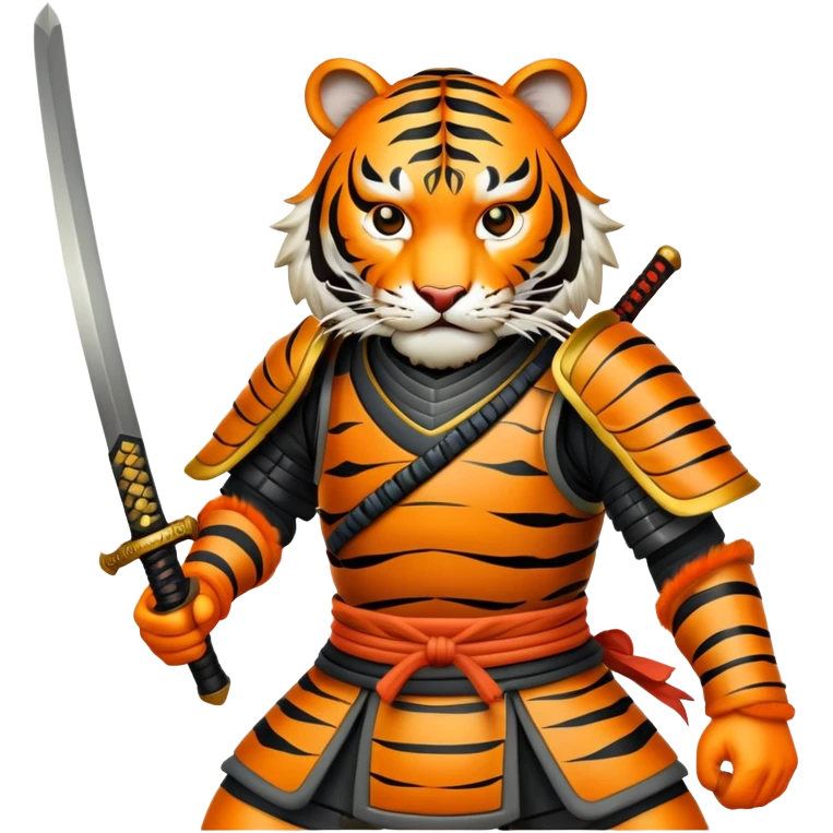 Tiger samurai with armor and katana emoji